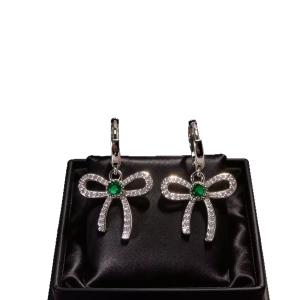 Fashion Sweet Women Zircon butterfly Knot Pendant Earrings Charm Minimalism Elegant Party Earrings Silver Plated Jewelry